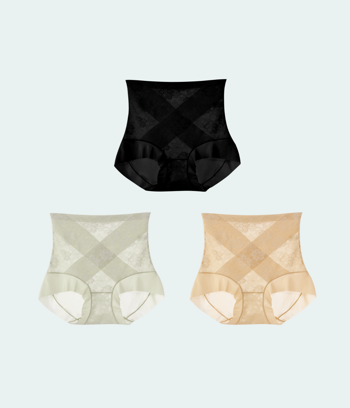 3-Pack Lace Light Shaping Short Girdle - Black, Green, Beige